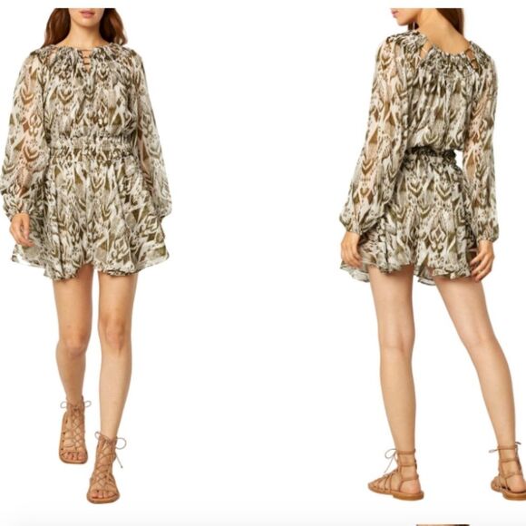 Misa Los Angeles Mercy Mini Dress Sz XS Olive Green Ikat $390 NWT Fairy - Picture 9 of 13